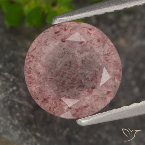 1.71ct 天然 ピンクトーン ストロベリークォーツ, ラウンド, 半透明