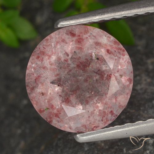 1.89ct 天然 ローズピンク ストロベリークォーツ, ラウンド, 半透明
