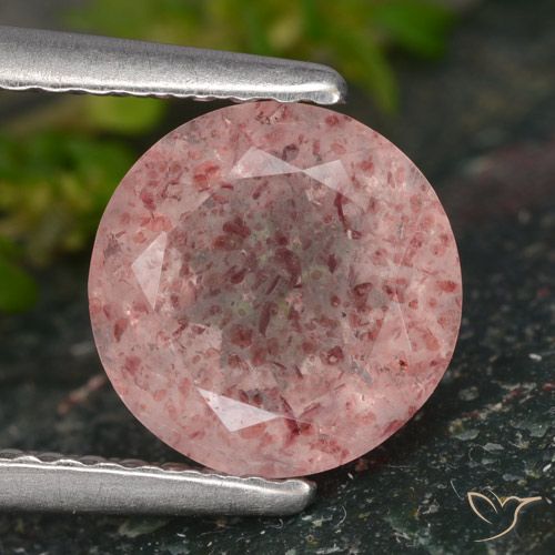 1.79ct 天然 ローズピンク ストロベリークォーツ, ラウンド, 半透明