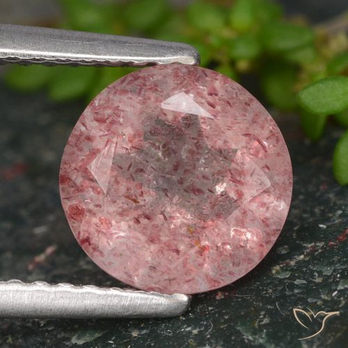 1.66ct 天然 ピンクトーン ストロベリークォーツ, ラウンド, 半透明