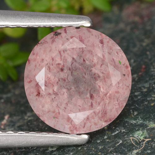 1.98ct 天然 コーラルピンク ストロベリークォーツ, ラウンド, 半透明