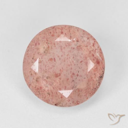 4.43ct 天然 オレンジピンク ストロベリークォーツ, ラウンド, 半透明