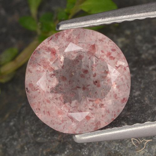 1.89ct 天然 ライトピンク ストロベリークォーツ, ラウンド, 半透明