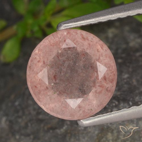 1.72ct 天然 ミディアムピンク ストロベリークォーツ, ラウンド, 半透明