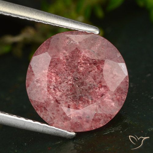4.31ct 天然 ディープピンク ストロベリークォーツ, ラウンド, 半透明
