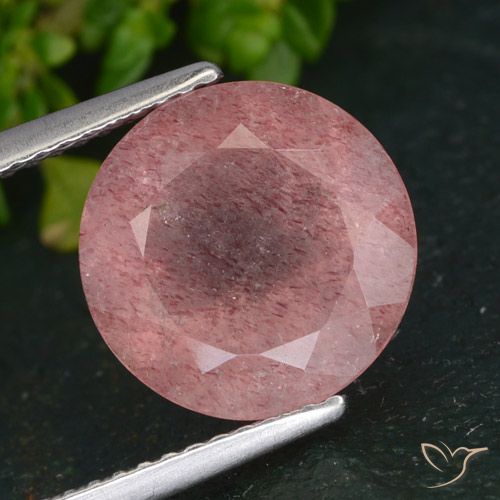 4.31ct 天然 ローズピンク ストロベリークォーツ, ラウンド, 半透明