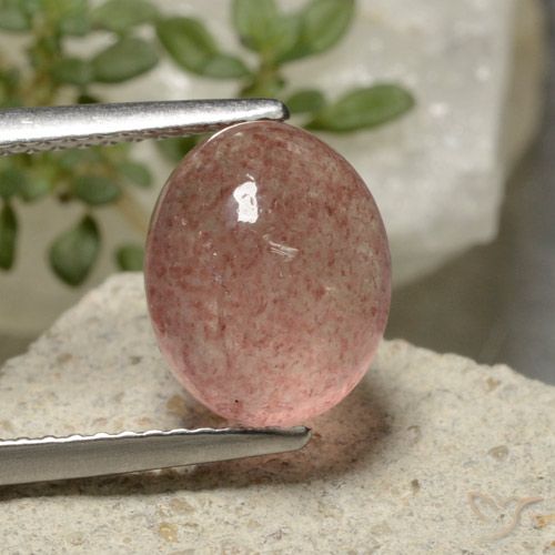 3.57ct 天然 濃いローズピンク ストロベリークォーツ, 楕円形, 半透明