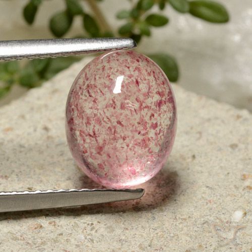 3.32ct 天然 ミディアムピンク ストロベリークォーツ, 楕円形, 半透明