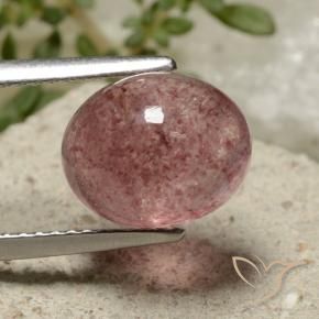 4.30カラットの天然ミディアムピンクストロベリークォーツ、オーバルカット、半透明