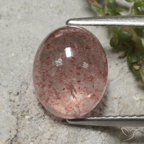 3.40ct 天然 インディアンレッド ストロベリークォーツ, 楕円形, 半透明, Photo A