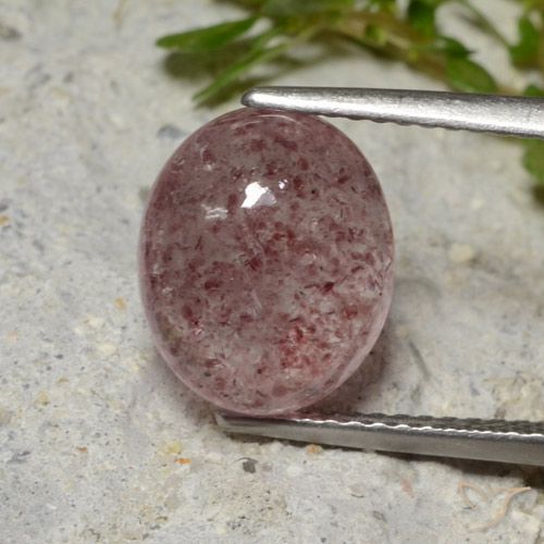 4.52ct 天然 濃いローズウッドピンク ストロベリークォーツ, 楕円形, 半透明