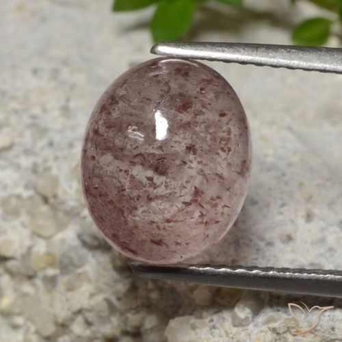 5.07ct 天然 ディープピンク ストロベリークォーツ, 楕円形, 半透明