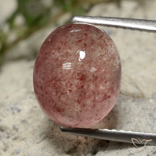 5.34ct 天然 ローズピンク ストロベリークォーツ, 楕円形, 半透明
