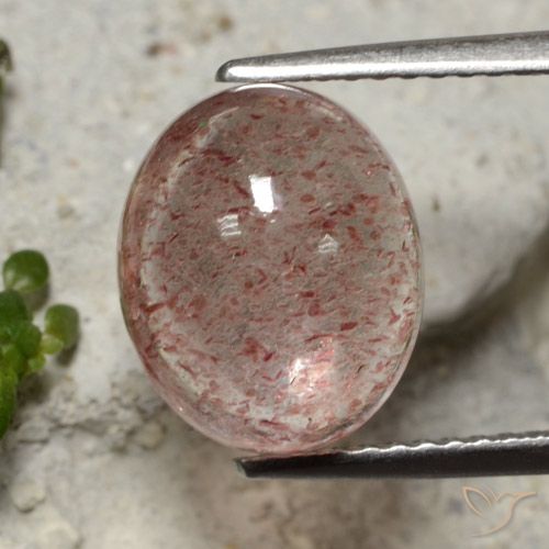 4.57ct 天然 ミディアムピンク ストロベリークォーツ, 楕円形, 半透明
