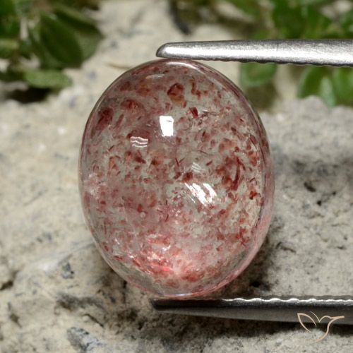 4.31ct 天然 濃いローズピンク ストロベリークォーツ, 楕円形, 半透明