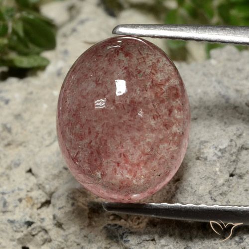 4.18ct 天然 ローズピンク ストロベリークォーツ, 楕円形, 半透明