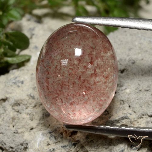 5.04ct 天然 ミディアムピンク ストロベリークォーツ, 楕円形, 半透明