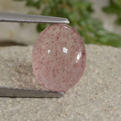 3.43ct 天然 ミディアムピンク ストロベリークォーツ, 楕円形, 半透明