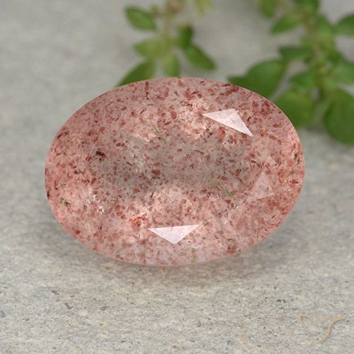 5.83ct 天然 ローズピンク ストロベリークォーツ, 楕円形, 半透明