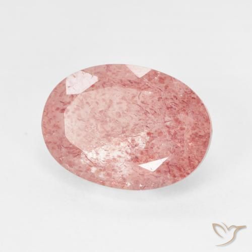 6.12ct 天然 ライトローズピンク ストロベリークォーツ, 楕円形, 半透明