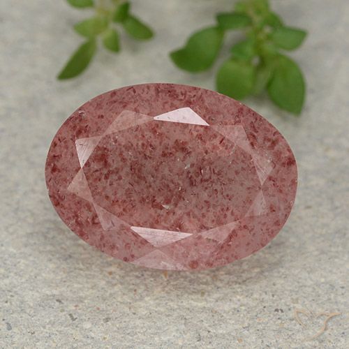 5.56ct 天然 ミディアムダークピンク ストロベリークォーツ, 楕円形, 半透明