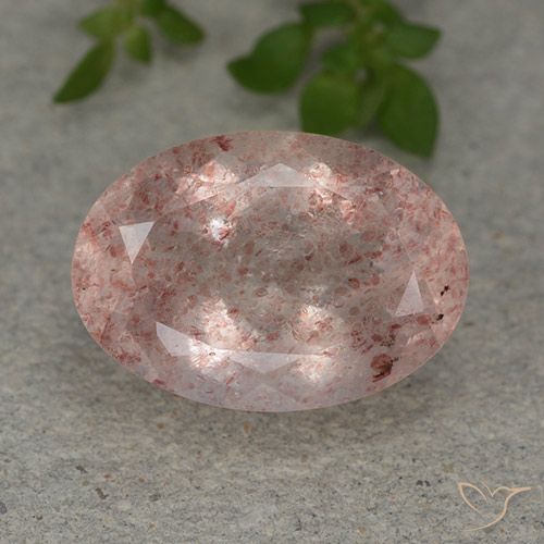 5.91ct 天然 濃いローズピンク ストロベリークォーツ, 楕円形, 半透明