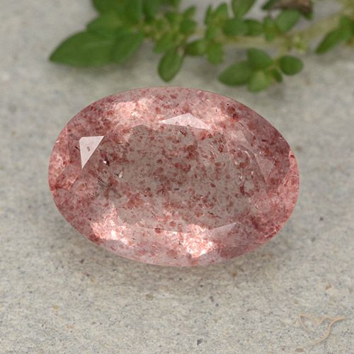 5.20ct 天然 アーシーピンク ストロベリークォーツ, 楕円形, 半透明