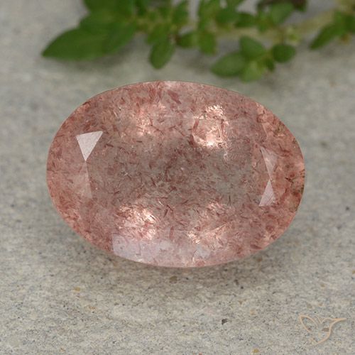 6.40ct 天然 ミディアムピンク ストロベリークォーツ, 楕円形, 半透明