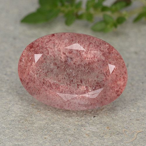 5.85ct 天然 ライトローズピンク ストロベリークォーツ, 楕円形, 半透明