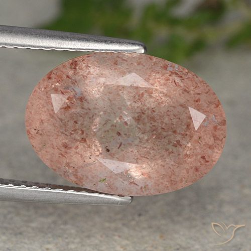 5.70ct 天然 オレンジがかったピンク ストロベリークォーツ, 楕円形, 半透明