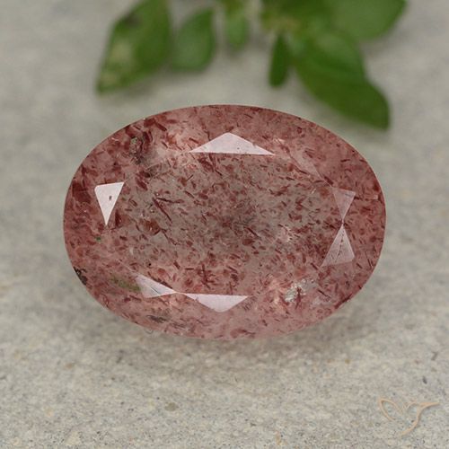 5.89ct 天然 ミディアムピンク ストロベリークォーツ, 楕円形, 半透明