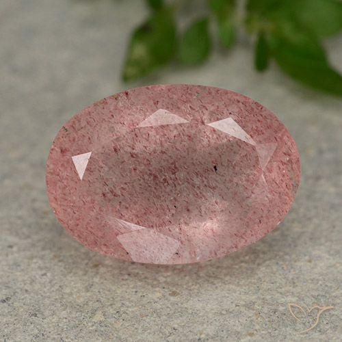 5.99ct 天然 ミディアム薄いピンク ストロベリークォーツ, 楕円形, 半透明