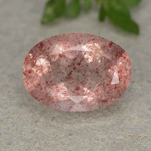 5.49ct 天然 ミディアム薄いピンク ストロベリークォーツ, 楕円形, 半透明