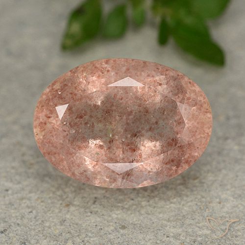 6.41ct 天然 ピーチローズ ストロベリークォーツ, 楕円形, 半透明
