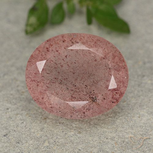 5.64ct 天然 アーシーピンク ストロベリークォーツ, 楕円形, 半透明