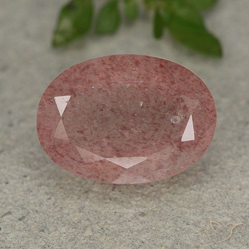 5.57ct 天然 ローズピンク ストロベリークォーツ, 楕円形, 半透明