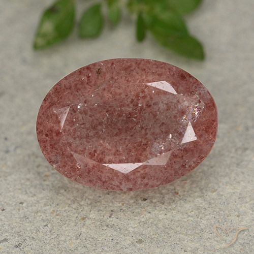 6.45ct 天然 ミディアムピンク ストロベリークォーツ, 楕円形, 半透明