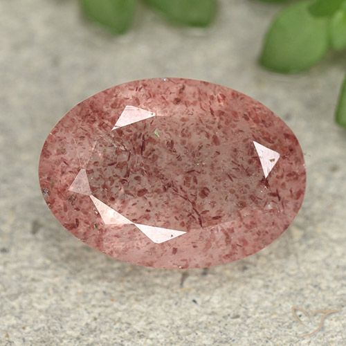 4.65ct 天然 ミディアムピンク ストロベリークォーツ, 楕円形, 半透明