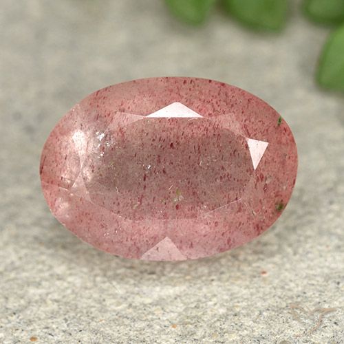 5.75ct 天然 ミディアム薄いピンク ストロベリークォーツ, 楕円形, 半透明