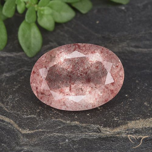 4.78ct 天然 ミディアム薄いピンク ストロベリークォーツ, 楕円形, 半透明