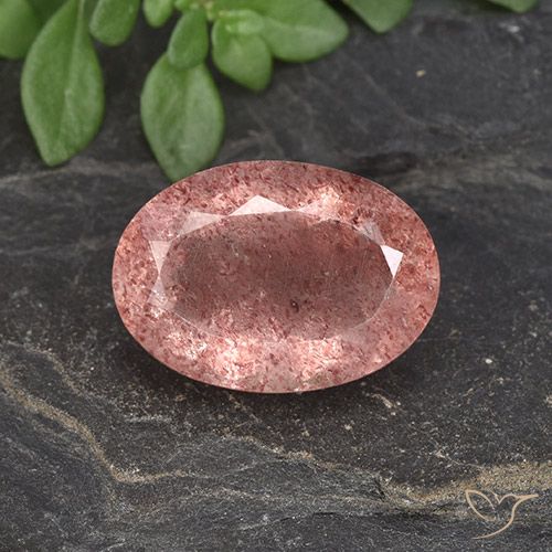 5.79ct 天然 ローズピンク ストロベリークォーツ, 楕円形, 半透明