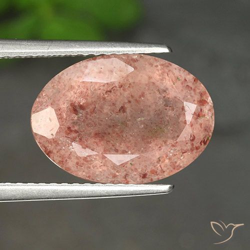5.38ct 天然 アーシーピンク ストロベリークォーツ, 楕円形, 半透明