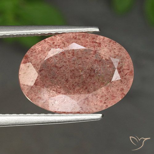 4.93ct 天然 ミディアムピンク ストロベリークォーツ, 楕円形, 半透明
