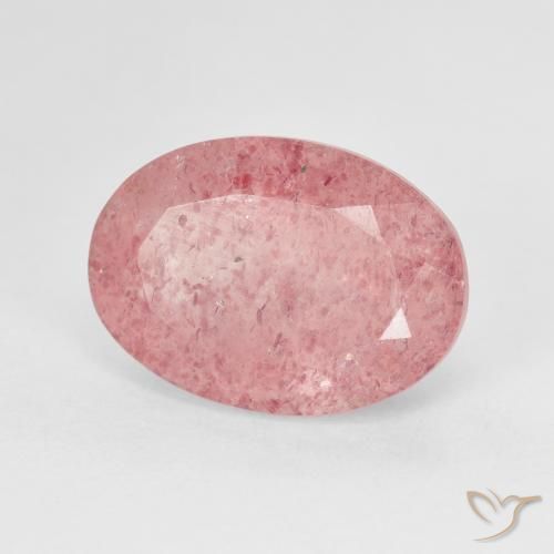 6.39ct 天然 ミディアムピンク ストロベリークォーツ, 楕円形, 半透明