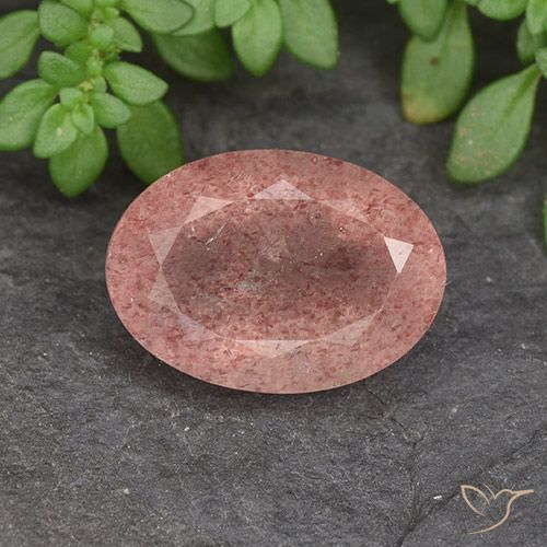 5.87ct 天然 ライトローズピンク ストロベリークォーツ, 楕円形, 半透明