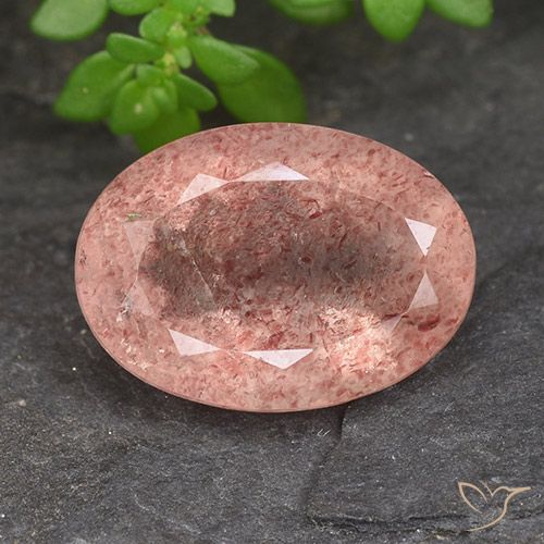 5.96ct 天然 ローズピンク ストロベリークォーツ, 楕円形, 半透明