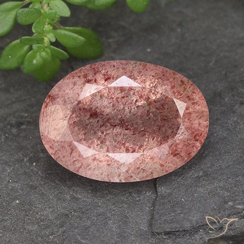 5.14ct 天然 ラズベリーピンク ストロベリークォーツ, 楕円形, 半透明