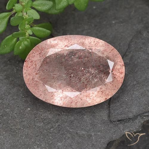 4.78ct 天然 ミディアム薄いピンク ストロベリークォーツ, 楕円形, 半透明
