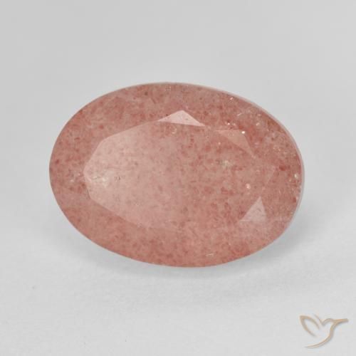 6.68ct 天然 ミディアムピンク ストロベリークォーツ, 楕円形, 半透明