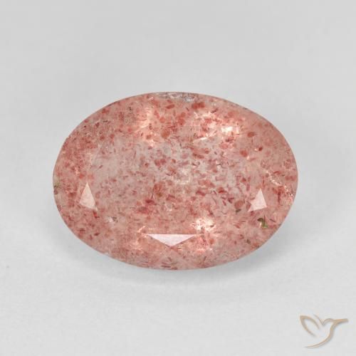 5.36ct 天然 ミディアムピンク ストロベリークォーツ, 楕円形, 半透明
